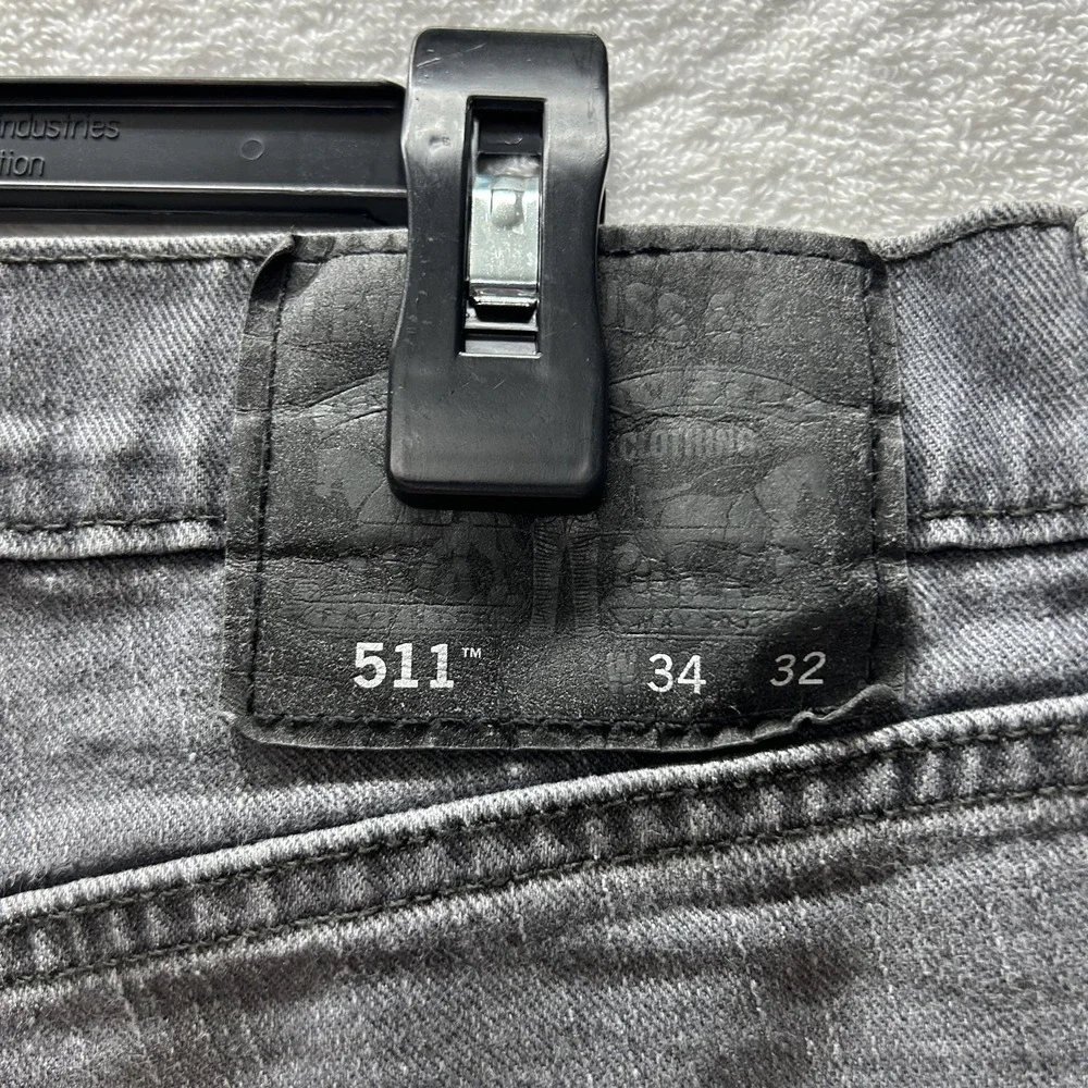 Levis Mens Size 34X32 Gray Denim 511 Slim Straight Jeans (J8)